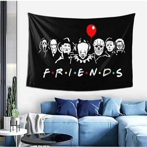 Friends Horror Movie Characters Flag Banner Tapestry Black 40” Tall Wall Decor